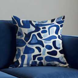 Abstract Blue Cushion Cover, Navy & Light Organic Shape Pattern Pillow Case, Modern Geometric Throw Cover - thumbnail 1