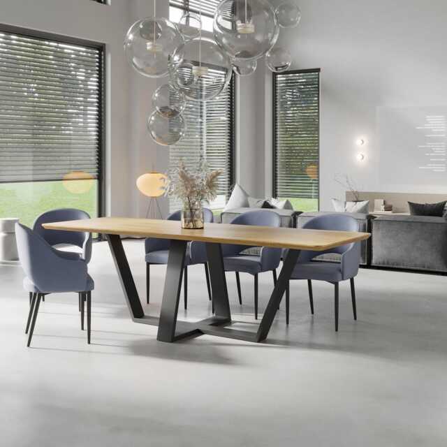 Solid Oak Dining Table Steel Leg 0112 - image 1