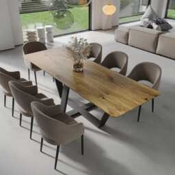 Solid Oak Dining Table Steel Leg 0112 - thumbnail 2