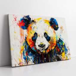 Colorful Panda Animal Abstract Oil Painting Paint Splatter Style Wall Art Framed Canvas Poster Print Home Living Room Decor Fun Gift - thumbnail 2