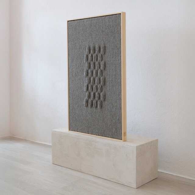 Framed Wool Tapestry - Light Gray Textured Fiber Art, Minimalist Wall Hanging - image 1