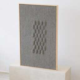 Framed Wool Tapestry - Light Gray Textured Fiber Art, Minimalist Wall Hanging - thumbnail 2