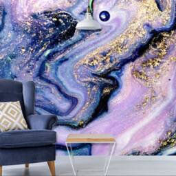 Pink Blue Gold Marble Vinyl Wallpaper Modern Art Wall Mural - thumbnail 2