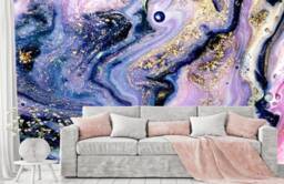 Pink Blue Gold Marble Vinyl Wallpaper Modern Art Wall Mural - thumbnail 1