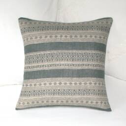 Kate Forman Charcoal Anoushka Cushion Cover, UK Designer Linen, Grey/Black Stripes, Urban Chic - thumbnail 3