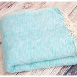 Sky Blue Yak Wool Blanket Throws Meditation Wrap Travel Large Shawl - thumbnail 2