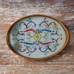 Azafate Floreada Marfil - Home Decoration- Fountain Tray Peruvian Crafts