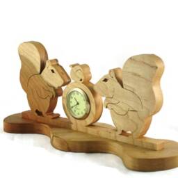 Squirrels & Acorn Nuts Desk Or Shelf Clock Handmade From Cherry Wood By Kevskrafts - thumbnail 3