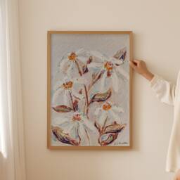 Daisies, Oil Pastel Painting By E. Christine - Fine Art Print - thumbnail 1
