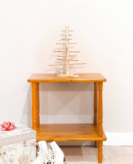 Modern Wood Dowel Christmas Tree, Scandinavian Style Tabletop Decor. Height 12 In - image 1