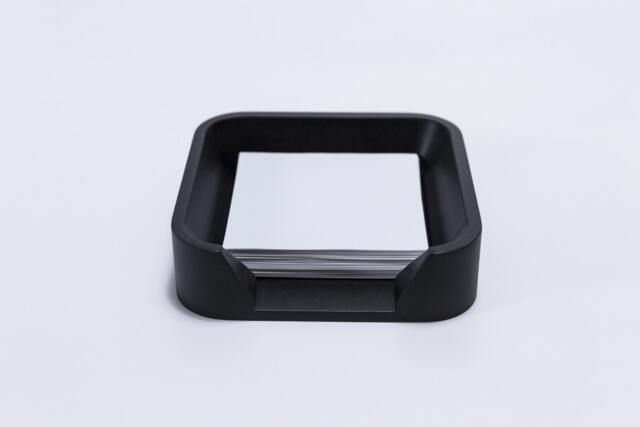 Memo Pad Holder , Note Paper Holder, Tray For 3x3 Inches Paper, Wooden Cube Dispenser. Black, Orange, Red, Gray & Navy Blue Colors - image 1