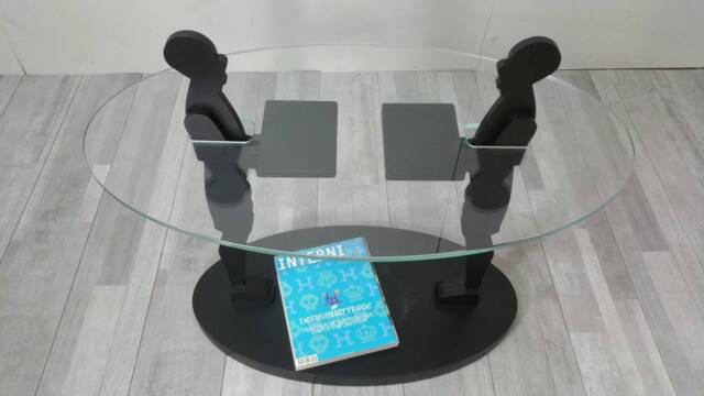 Sculptural Wooden Coffee Table, Unique Glass Top, Farmhouse Decor - image 1