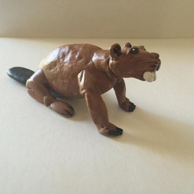 Miniature Sculpture Of A Beaver Castor Hand Crafted With Natural River Stones, Painted, Signed By Colombian Born Artist G. Negret - image 1