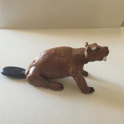 Miniature Sculpture Of A Beaver Castor Hand Crafted With Natural River Stones, Painted, Signed By Colombian Born Artist G. Negret - thumbnail 2