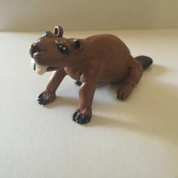 Miniature Sculpture Of A Beaver Castor Hand Crafted With Natural River Stones, Painted, Signed By Colombian Born Artist G. Negret - thumbnail 4