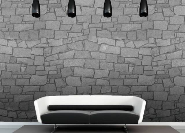 Grey Brick Removable Wallpaper Loft Wall Mural Stone Print Print Modern Textured Stone Rustic Wallpapers Giant - image 1