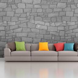 Grey Brick Removable Wallpaper Loft Wall Mural Stone Print Print Modern Textured Stone Rustic Wallpapers Giant - thumbnail 2