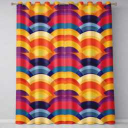 Abstract Rainbow Landscape Curved Layers Style Seamless Pattern Readymade Eyelet Ring Top Thermal 100% Blackout Curtains - thumbnail 2