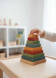 Wooden Pyramid - Big Size 17cm/6, 7 in Stacking Toy Learning Wood