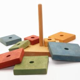 Wooden Pyramid - Big Size 17cm/6, 7 in Stacking Toy Learning Wood - thumbnail 4