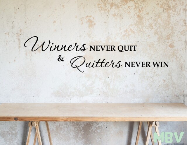 Motivational Wall Quote Decal Winners Never Quit, Business Decor - image 1