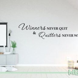 Motivational Wall Quote Decal Winners Never Quit, Business Decor - thumbnail 2
