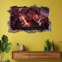 Fire Breathing Dragon Wall Sticker Decal - Fantasy Art Mural For Kids Bedroom Or Game Room Decor - Cp22 - thumbnail 3