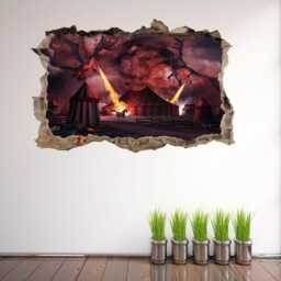 Fire Breathing Dragon Wall Sticker Decal - Fantasy Art Mural For Kids Bedroom Or Game Room Decor - Cp22 - thumbnail 2
