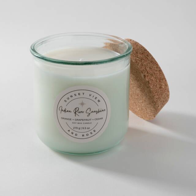 Orange Grapefruit & Cedar Scented Candle - Indian River Sunshine Citrus Soy Wax Candles Mood-Enhancing - image 1