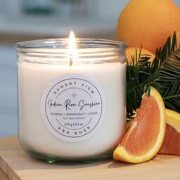 Orange Grapefruit & Cedar Scented Candle - Indian River Sunshine Citrus Soy Wax Candles Mood-Enhancing - thumbnail 2