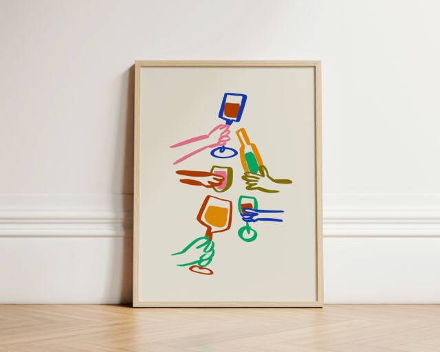 Colourful Cheers Print, Cocktail Poster, Retro Wall Art, Kitchen Prints, Aesthetic Decor, Home Decor Ideas, Unframed - image 1