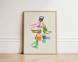 Colourful Cheers Print, Cocktail Poster, Retro Wall Art, Kitchen Prints, Aesthetic Decor, Home Decor Ideas, Unframed - thumbnail 1