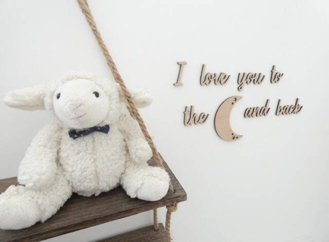 I Love You To The Moon & Back Beech Wood Nursery Wall Art - image 1