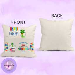 Personalised Boys Girls Reading Cushion - Custom Name Book Pillow With Pocket Storytime For Kids Bedroom - thumbnail 4