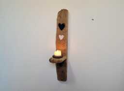 Dorset Driftwood Blue & White Glazed Ceramic Heart Night Light Candle Holder Sconce - thumbnail 1