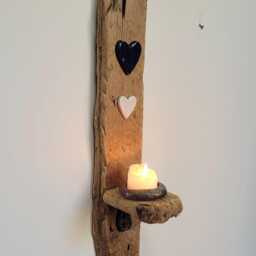 Dorset Driftwood Blue & White Glazed Ceramic Heart Night Light Candle Holder Sconce - thumbnail 3