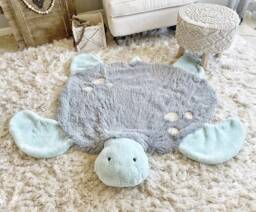 Sea Turtle Plush Rug in Faux Fur For Ocean Nursery Decor - thumbnail 1