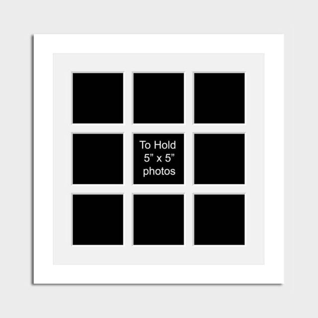 Multi Photo Picture Frame - Holds 9 Photos 5x5 in A 33mm White Wood - image 1