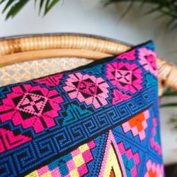 16x16 Embroidered Star Hmong Pillow Cover, Boho Cushion, Tribal Decor - Cs101Stbla - thumbnail 3