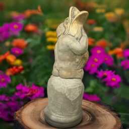 Stone Boy Sculpture Concrete Children With Fish Statue Outdoor Figurine Garden & Home Decoration Handmade Lover Gift Yard Art - thumbnail 4