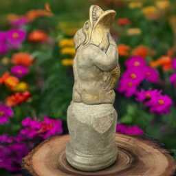 Stone Boy Sculpture Concrete Children With Fish Statue Outdoor Figurine Garden & Home Decoration Handmade Lover Gift Yard Art - thumbnail 3