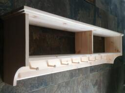 Wide Hat & Coat Rack With Shelf. Wall Mounted Solid Wood Display Shelves Wooden Peg Board For Hall Kitchen Bathroom Or Bedroom - thumbnail 1