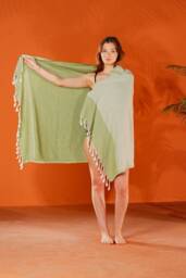 Hand-Woven Organic Cotton Beach Towel Pistachio Green, Quick Dry