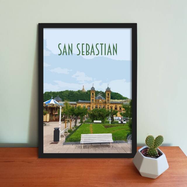 San Sebastian Travel Poster - Retro Vintage Style Spain Art Print, Artwork, Homeware, Donostia Postcard, Basque Country - image 1