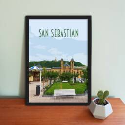 San Sebastian Travel Poster - Retro Vintage Style Spain Art Print, Artwork, Homeware, Donostia Postcard, Basque Country - thumbnail 1