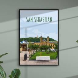 San Sebastian Travel Poster - Retro Vintage Style Spain Art Print, Artwork, Homeware, Donostia Postcard, Basque Country - thumbnail 3