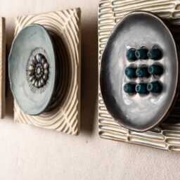 Tranquility Bedroom Art, Set Of 3, Ceramic & Mosaic Wall Art - Made To Order Original - thumbnail 2