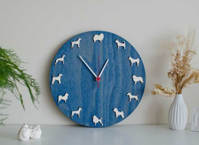 Dog Breed Wooden Wall Clock, Spitz, Chihuahua, Poodle - image 1