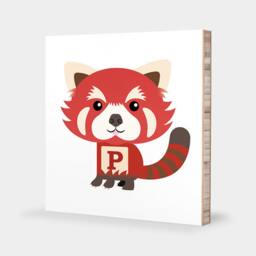 R Or P For Red Panda Abc Block Bamboo Wall Art Series // Alphabet Kids Nursery Room Decor Animal Baby - thumbnail 2
