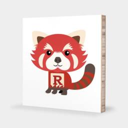 R Or P For Red Panda Abc Block Bamboo Wall Art Series // Alphabet Kids Nursery Room Decor Animal Baby